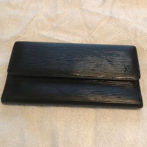 Louis Vuitton black epi leather tri fold wallet